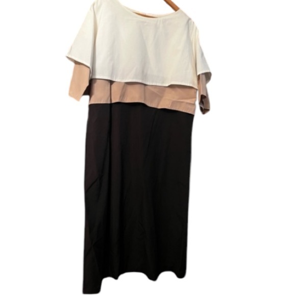 Vtg John Roberts 50's Color-block MIdi Sheath Wiggle Dress Sz 14 Women - Picture 1 of 7